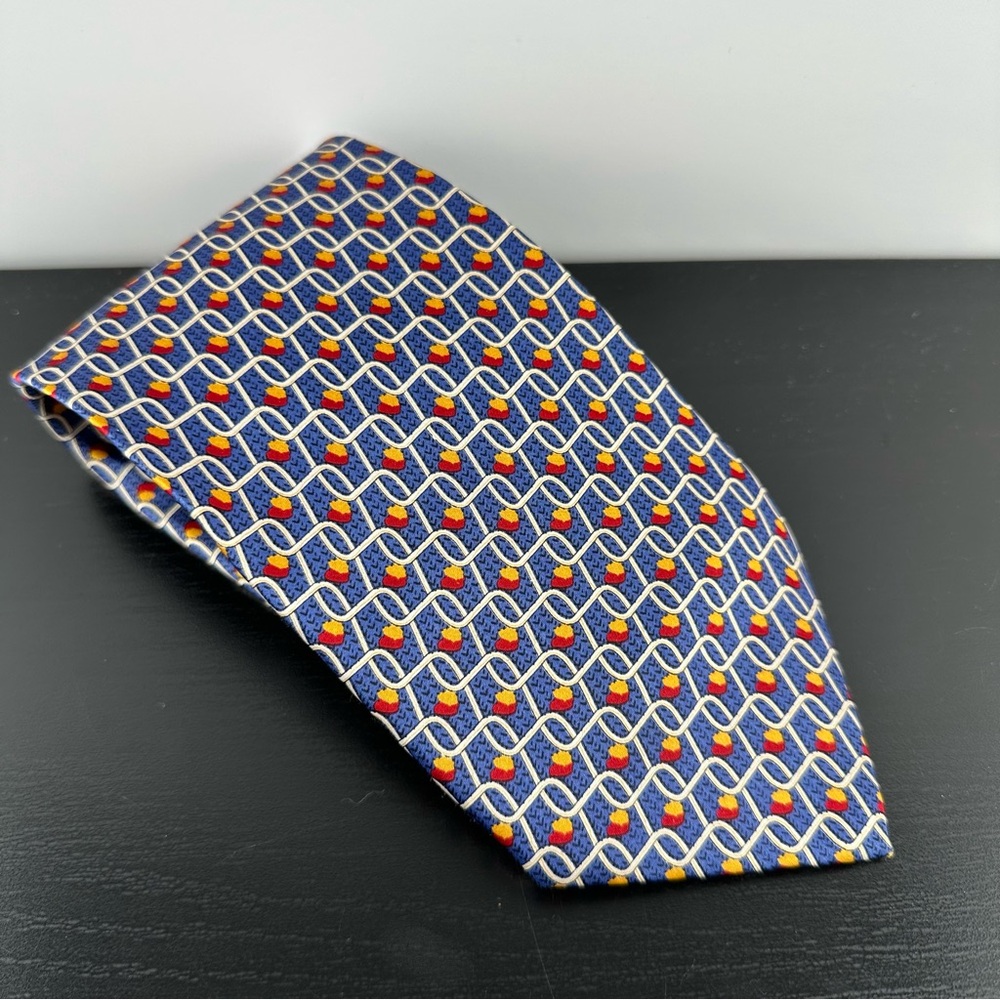 Gucci 100% Silk Men’s Neck Tie - Blue, Red, Yellow Pattern